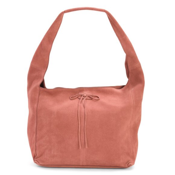 LUCKY BRAND Brick Dust Suede Hobo With Bow Detail